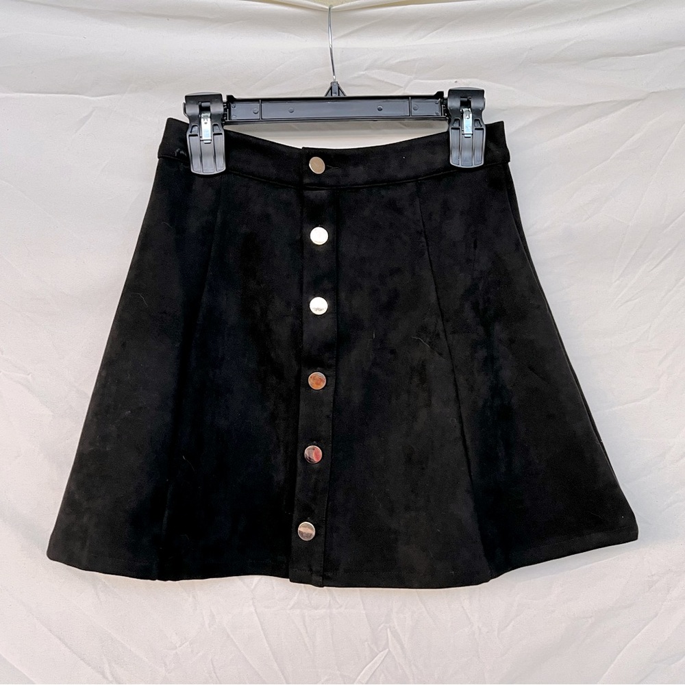 Black flare mini skirt